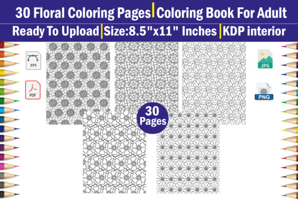 Download Seamless Floral Adult Coloring Book KDP - Floral adult coloring book Collection