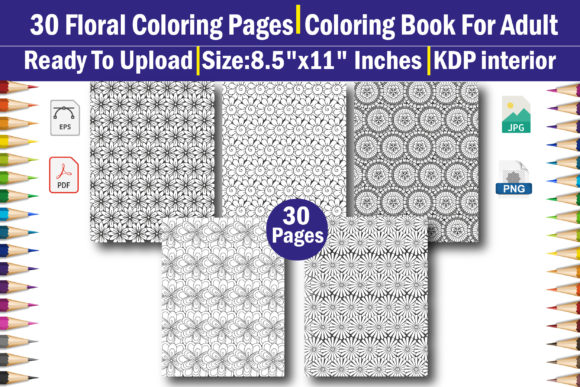 Download Seamless Floral Adult Coloring Book KDP - Floral adult coloring book Collection