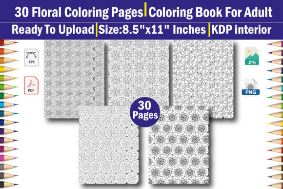 Download Seamless Floral Adult Coloring Book  KDP - Floral adult coloring book Collection