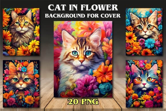 Download Cat in Flower Backgrounds for Covers - Background Collection